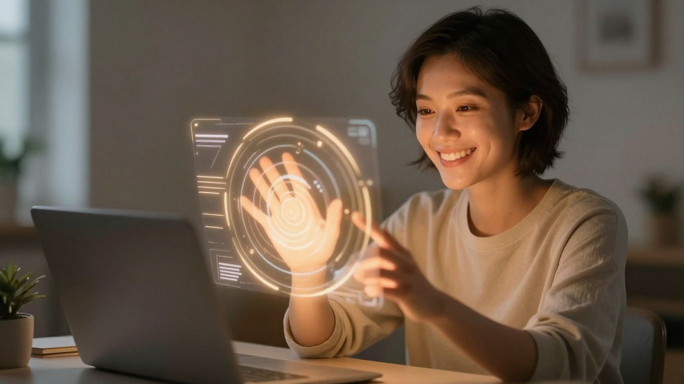 AI coach personalizing wellness plan with glowing interface.