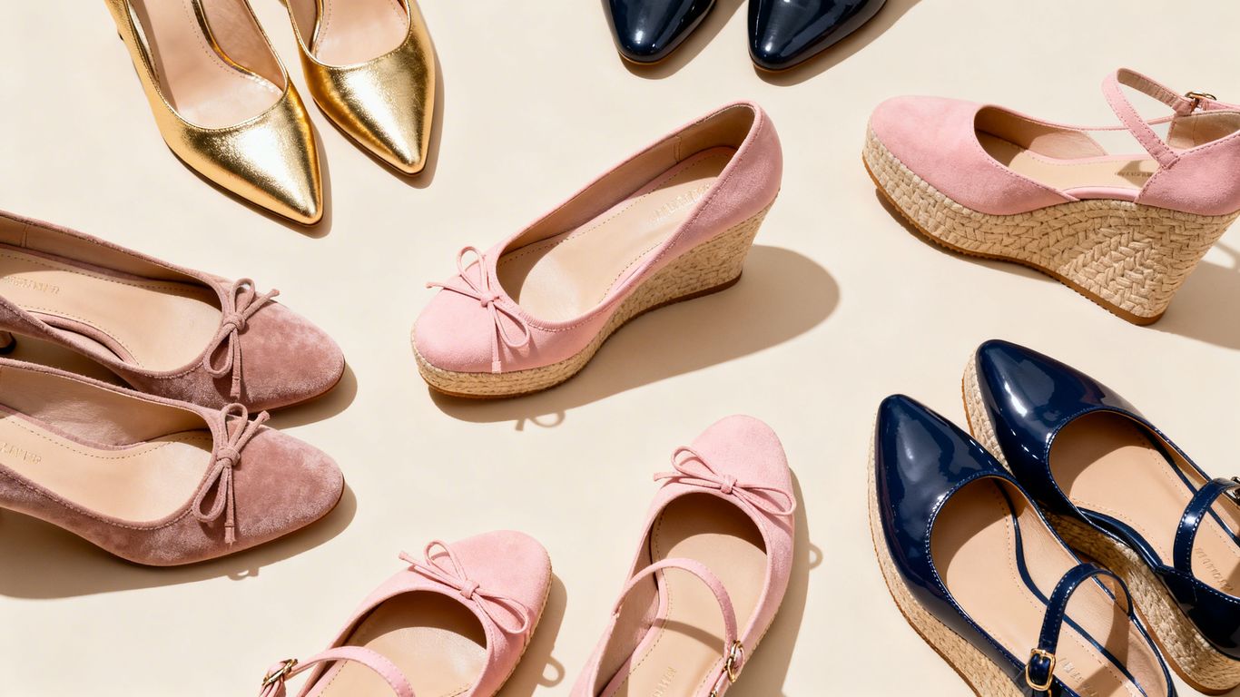 Stylish collection of heels, flats, and wedges.