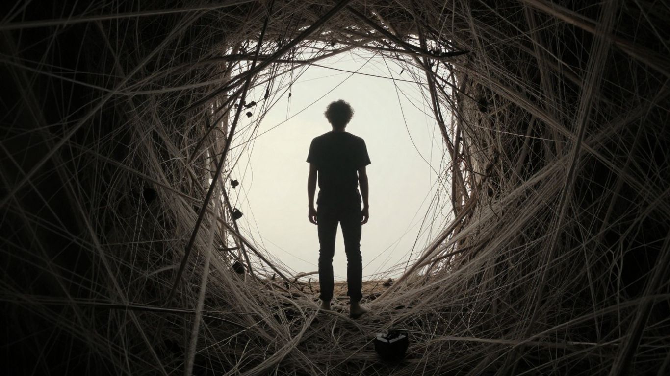 Personne se libérant de blocages émotionnels, vers la lumière.