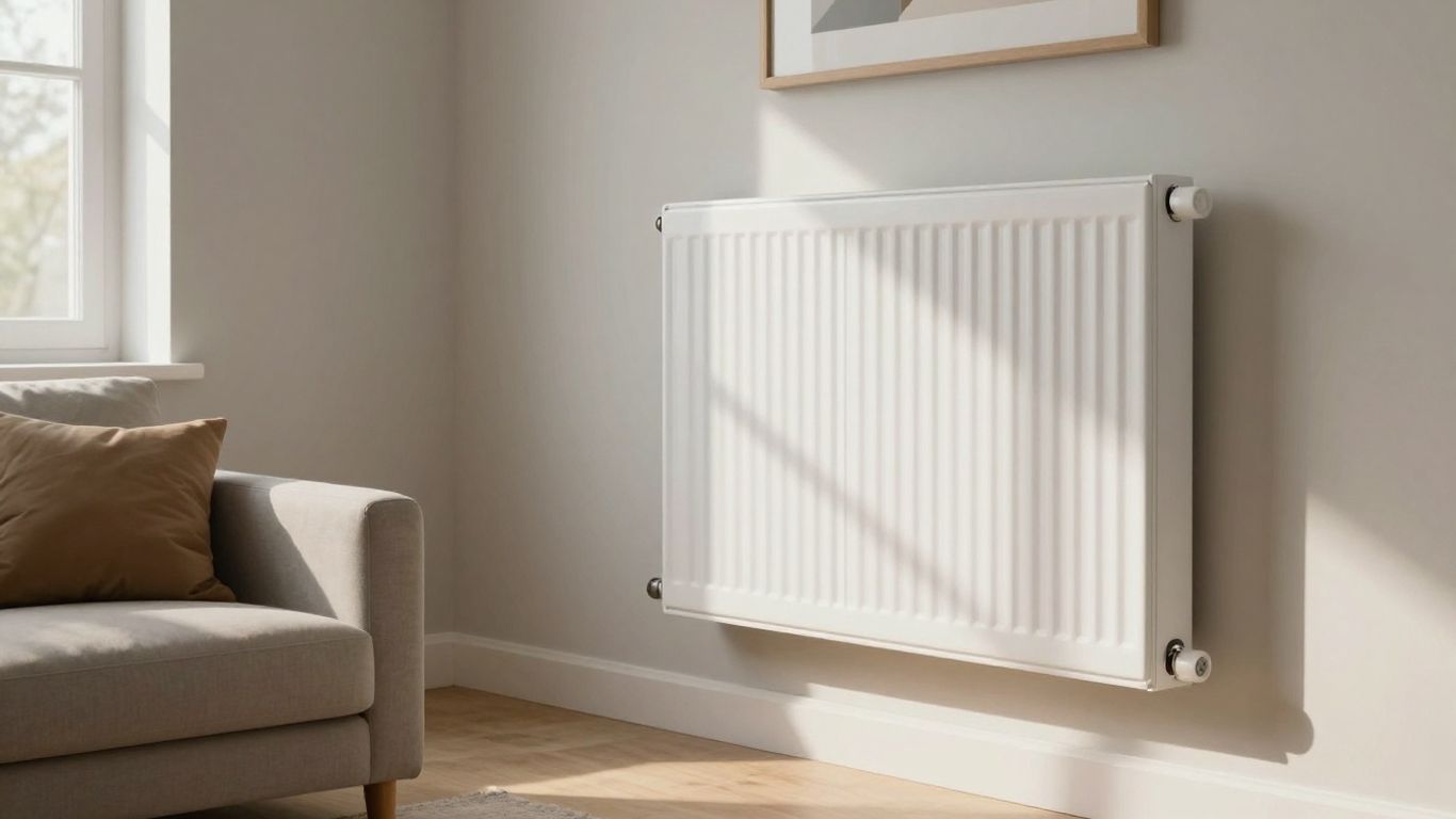 Radiateur électrique moderne dans un salon lumineux.