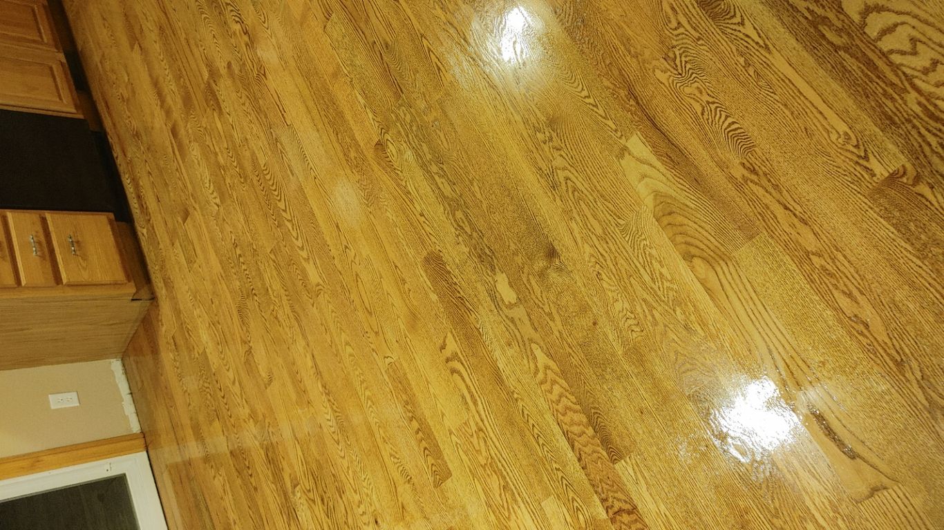 Shiny wooden floor with a smooth, polished finish.