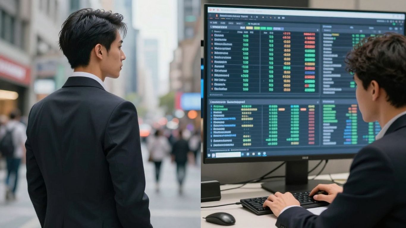 Broker and trader in financial market settings.