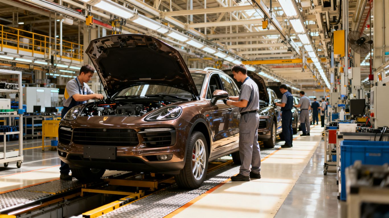 Toyota factory assembly line with workers