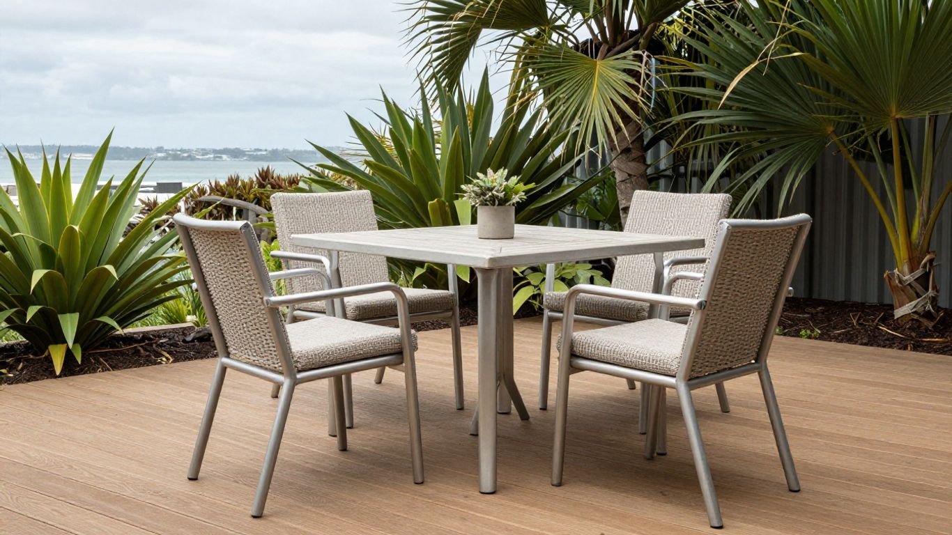 Outdoor furniture materials on Auckland deck