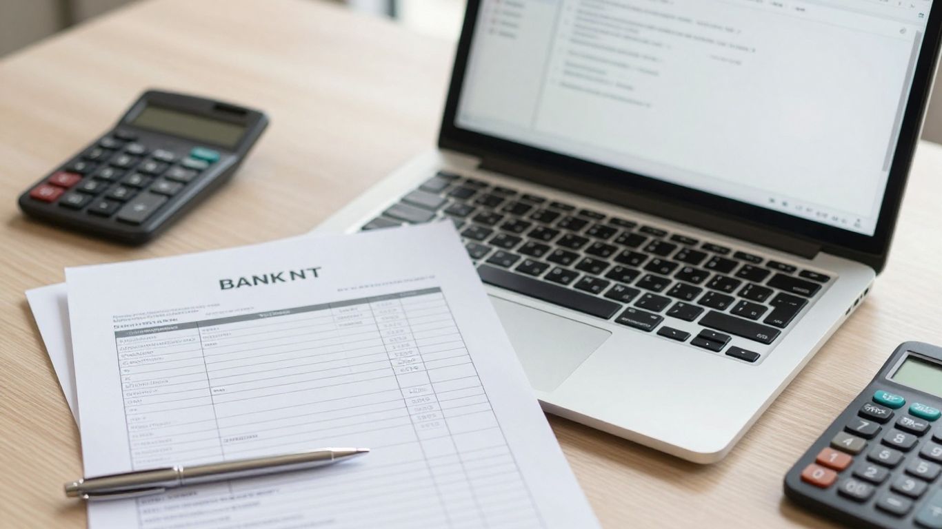 Bank statement beside organized spreadsheet