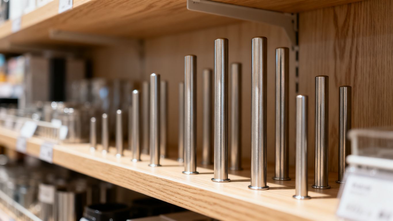 A selection of dehumidifier rods on a shelf