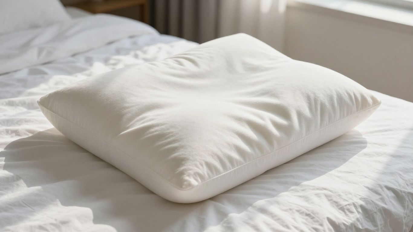 Comfortable memory foam pillow on a bed.