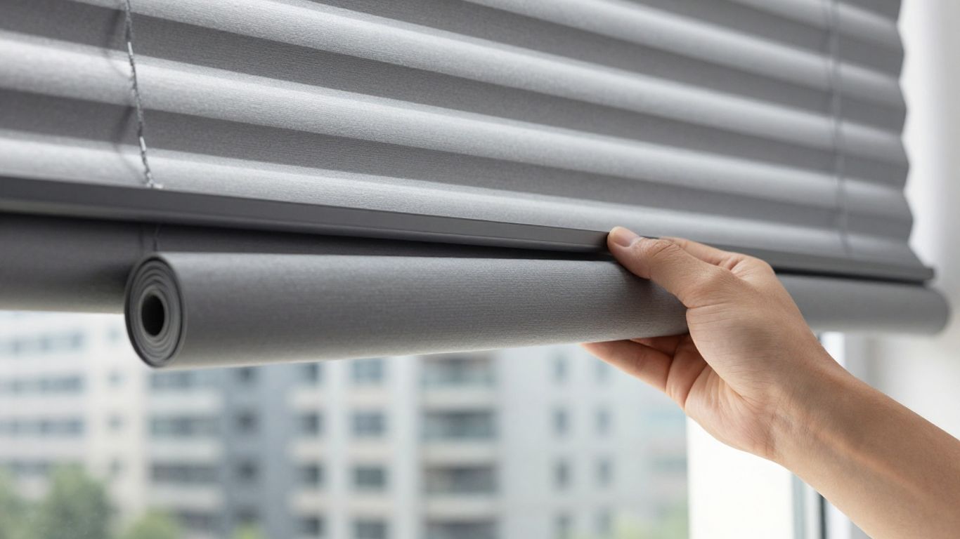 Commercial blinds and office building detail.