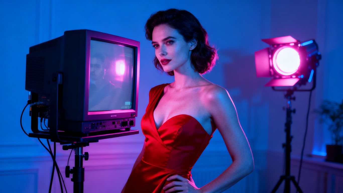 Adult AI character in cinematic bedroom lighting