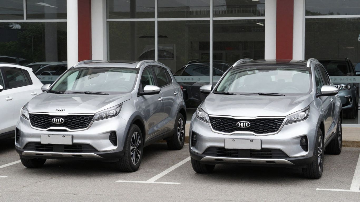 Kia Sportage der Generationen SL und QL auf Parkplatz