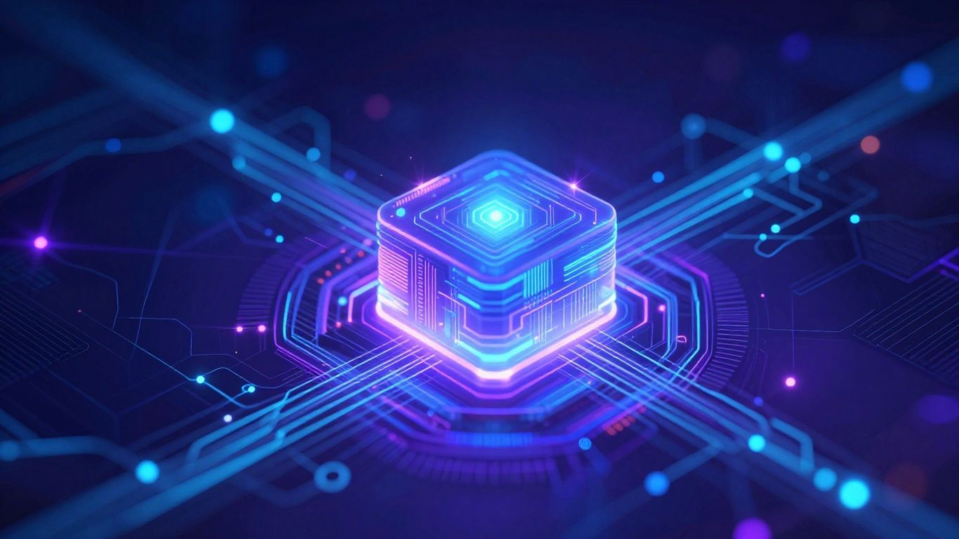 AI core with digital data streams