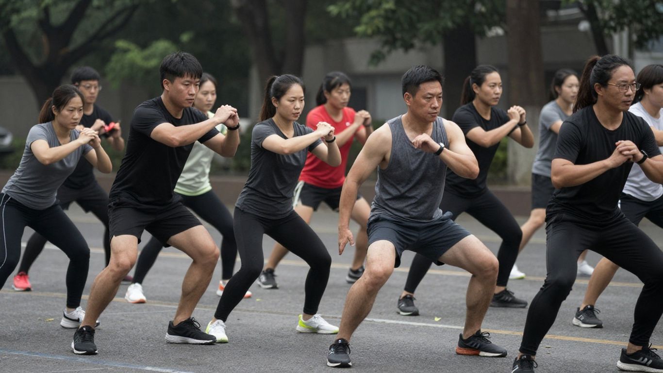 People training together outdoors