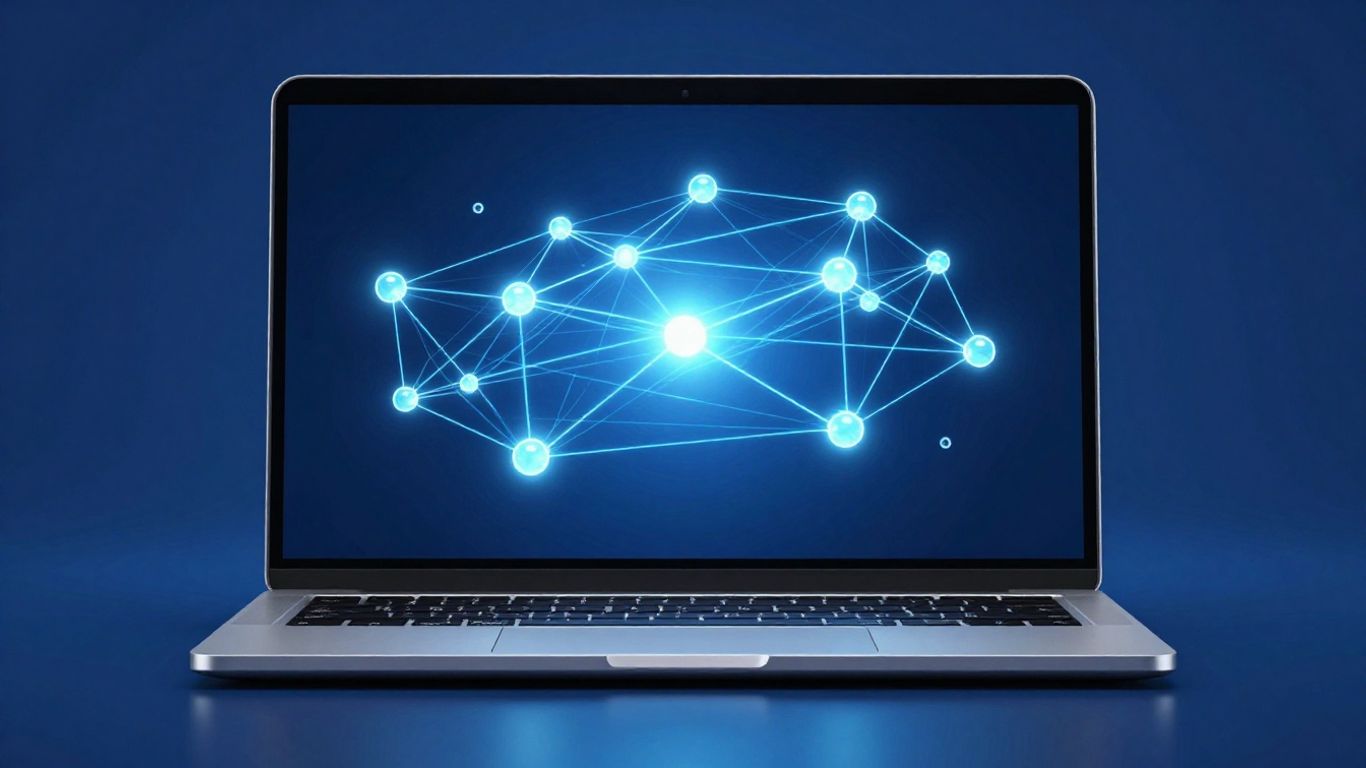 Abstract network on a laptop screen
