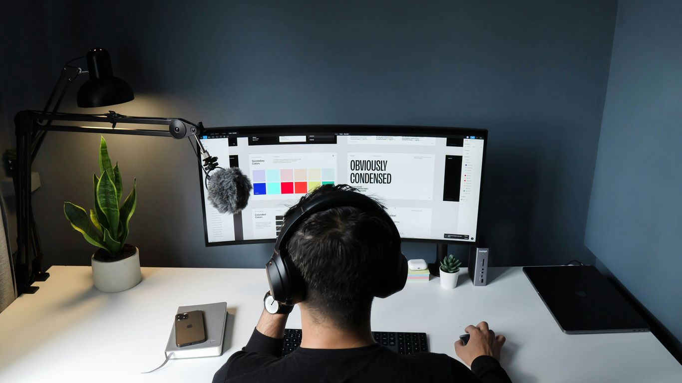 Professional developer working on remote coding projects