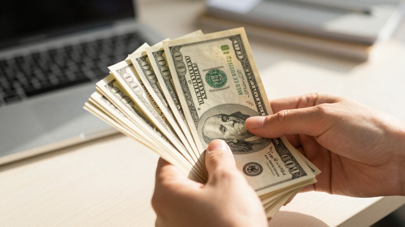 Hand holding money, business growth concept