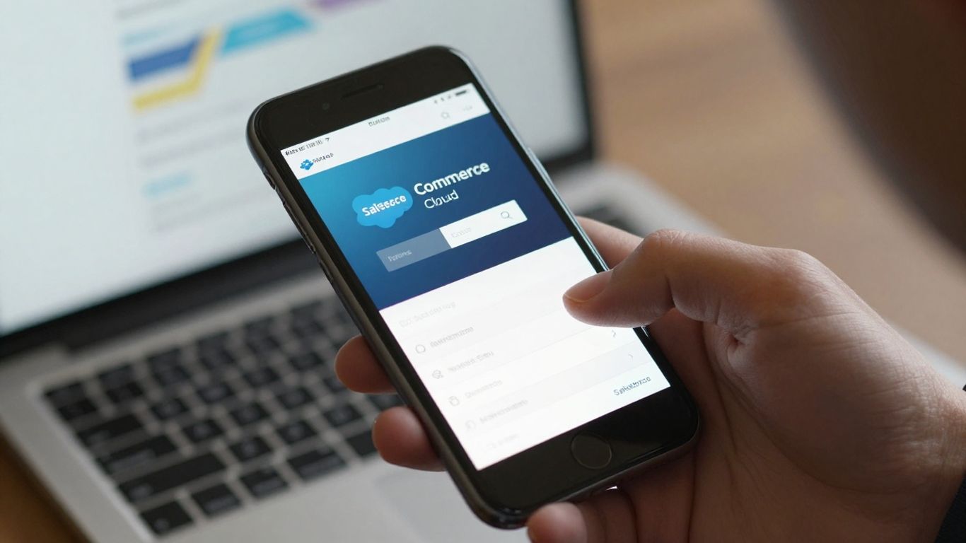 Salesforce Commerce Cloud login screen on a smartphone.