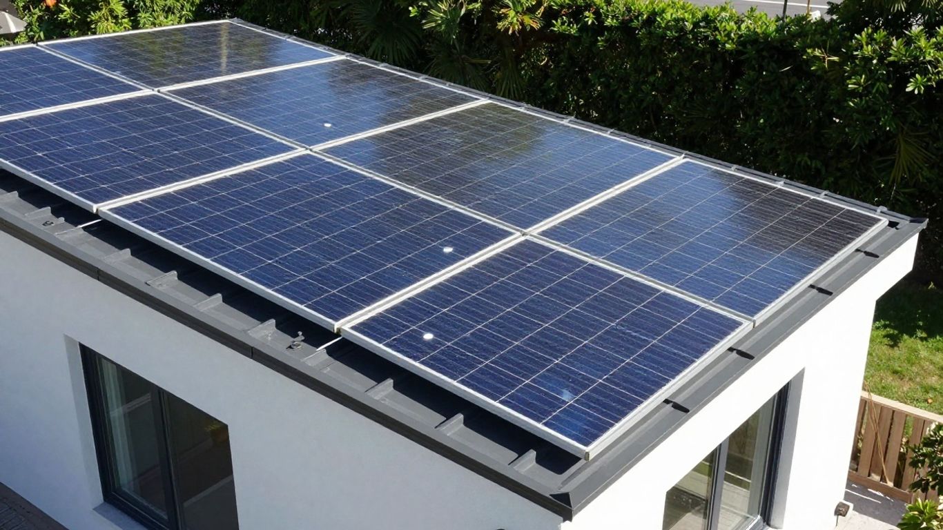 Maison avec toit solaire et batterie de stockage