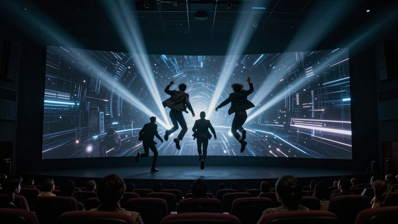 3D drama characters emerging from a glowing screen.
