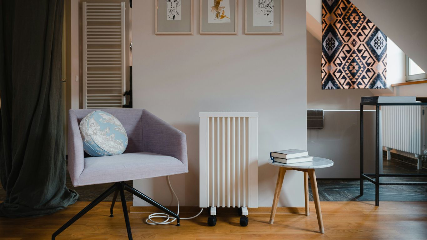 a room with a chair and a table