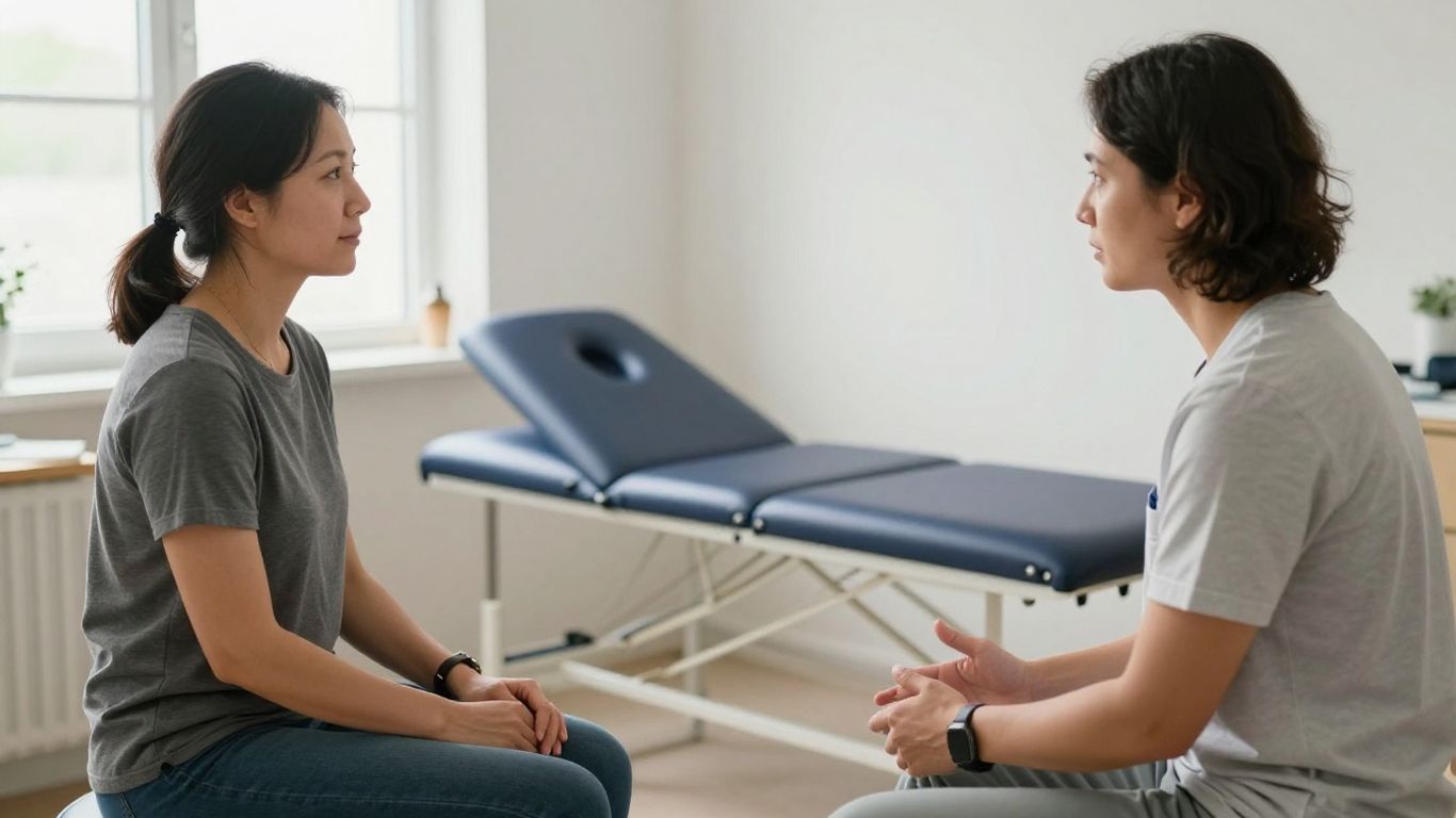 Modern chiropractor discussing care with a patient
