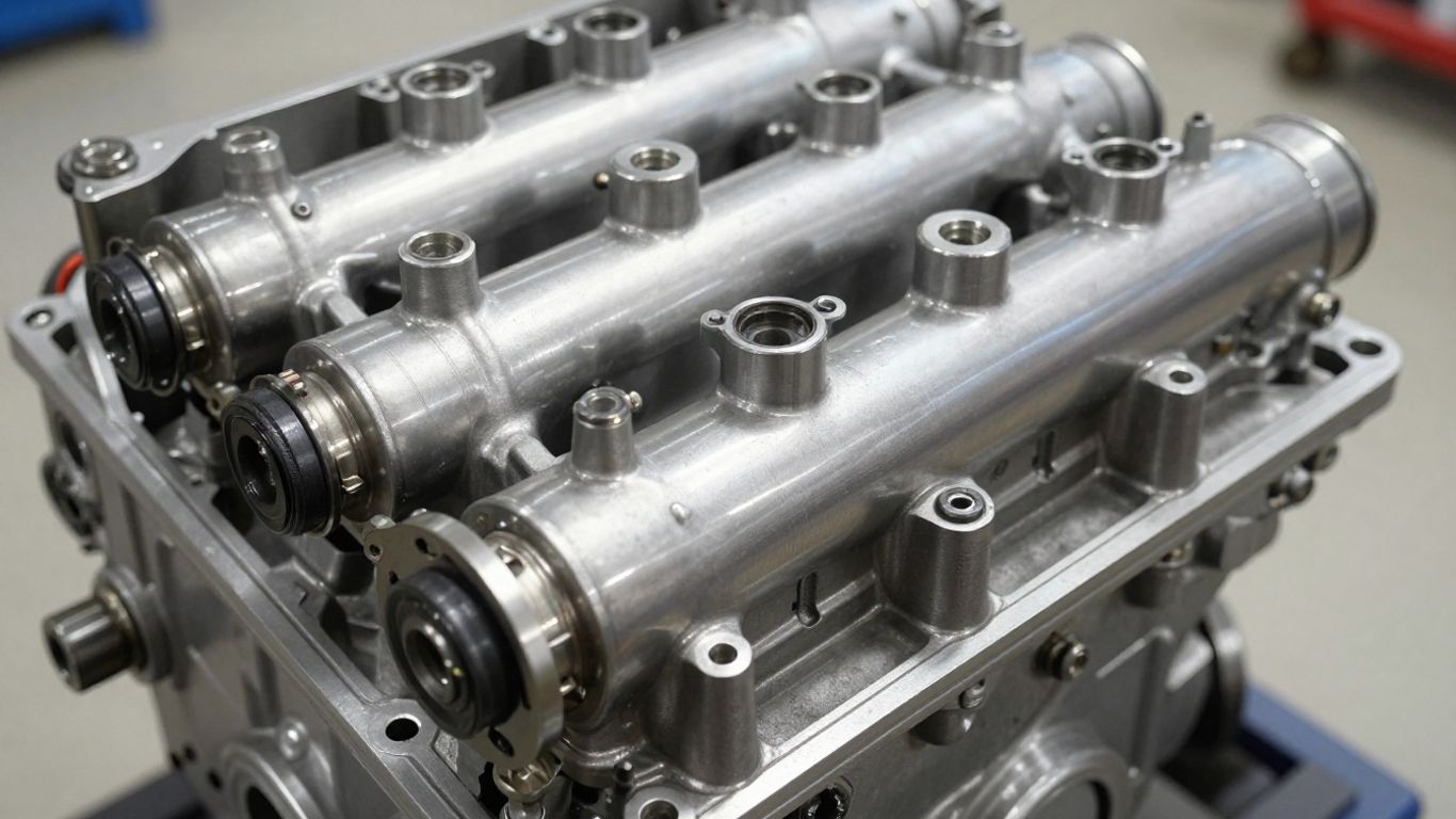 Reconditioned diesel engine close-up