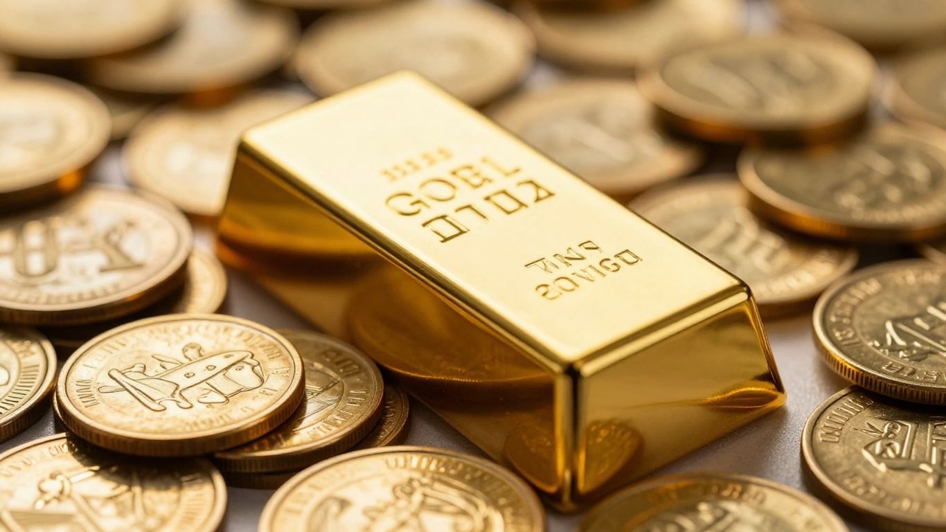 Lingots et pièces d'or brillants