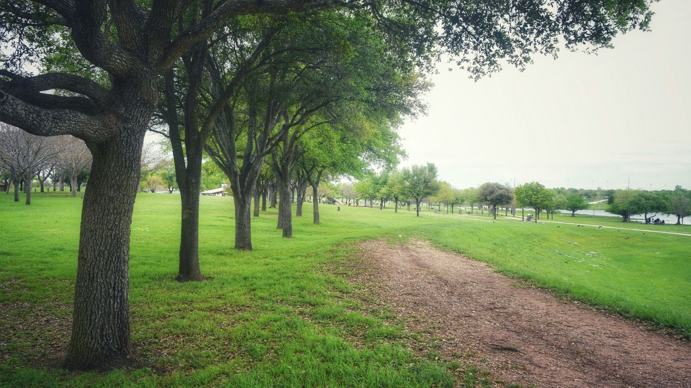 A view of the rolling green hills and pathways