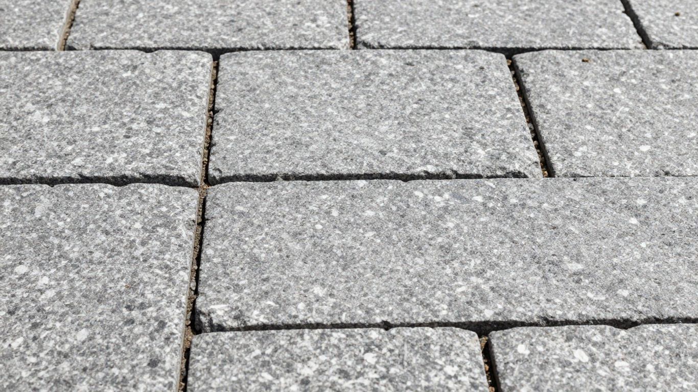 Granite sett driveway with textured, natural stone surface.
