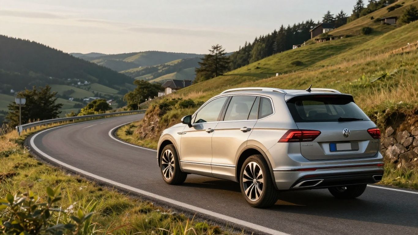 VW Tiguan auf kurviger Landstraße
