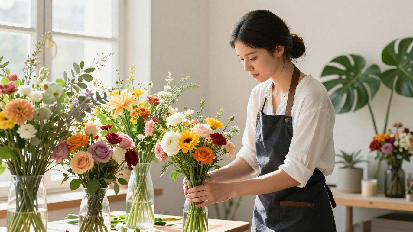 Fresh flowers in studio setting
