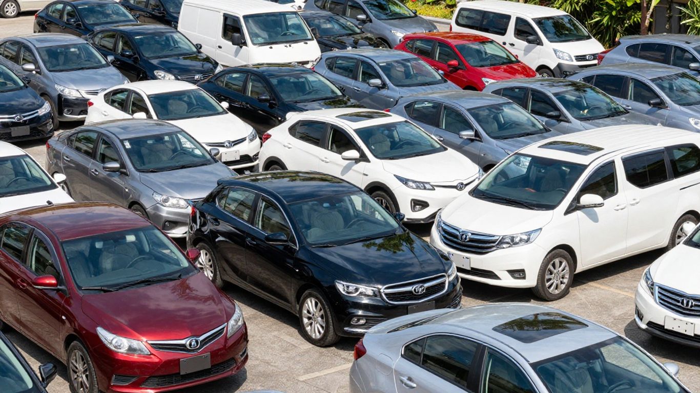 Verschiedene Autos stehen nebeneinander.