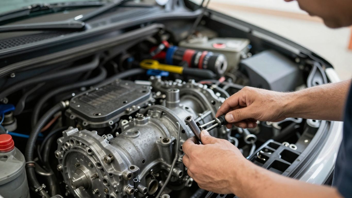 Mechanic working on a low-kilometer car transmission in Epping.