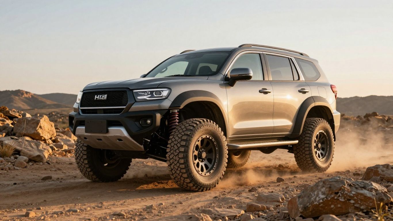 Haval H9 lifted SUV on rocky trail
