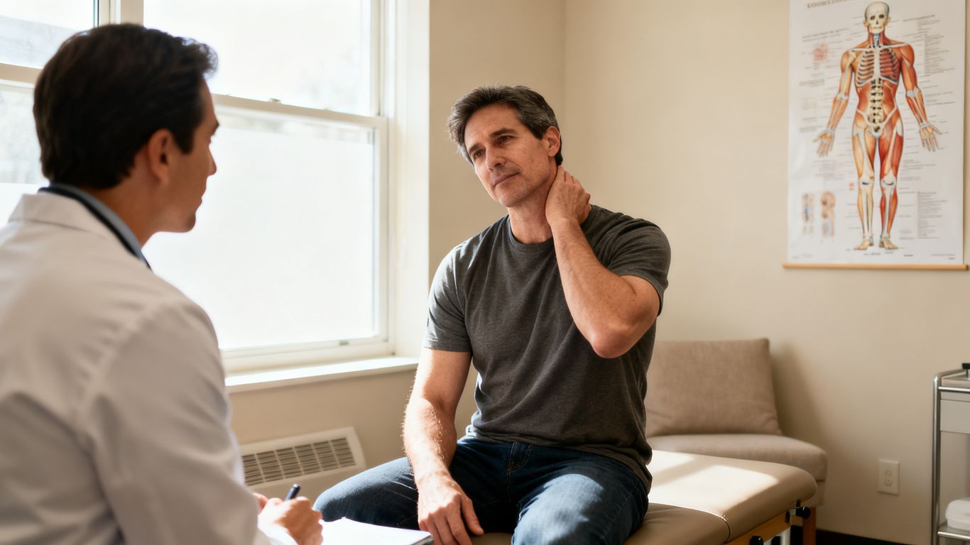 Patient discussing movement and back comfort