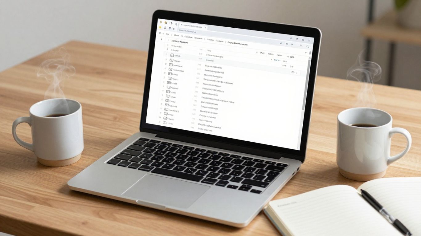 An open laptop displaying sales metrics in a modern office