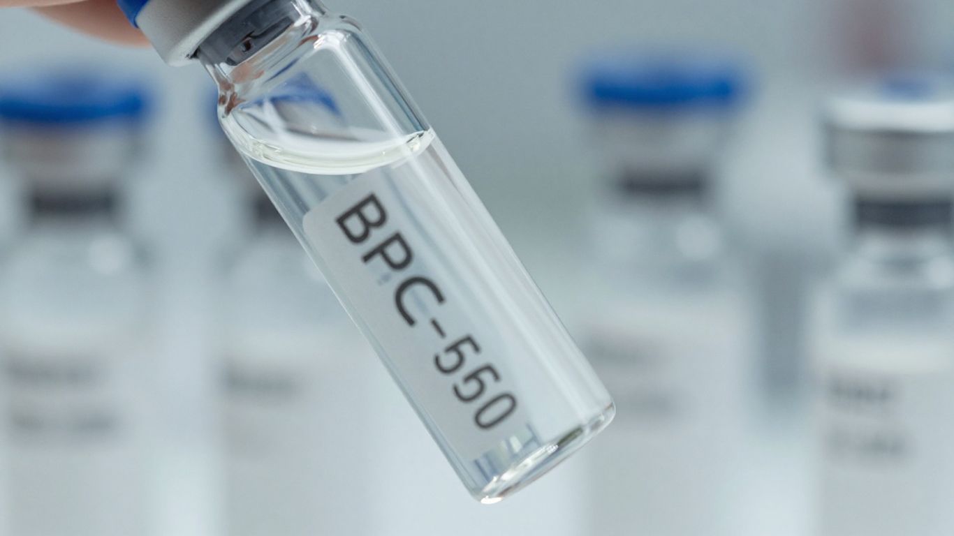Vial of clear liquid for peptide therapy