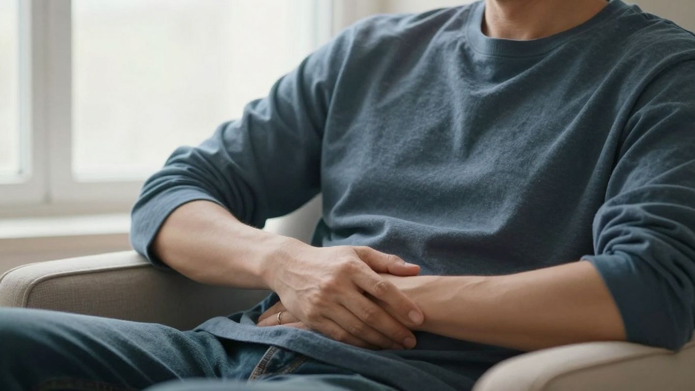 A person breathing calmly beside a window
