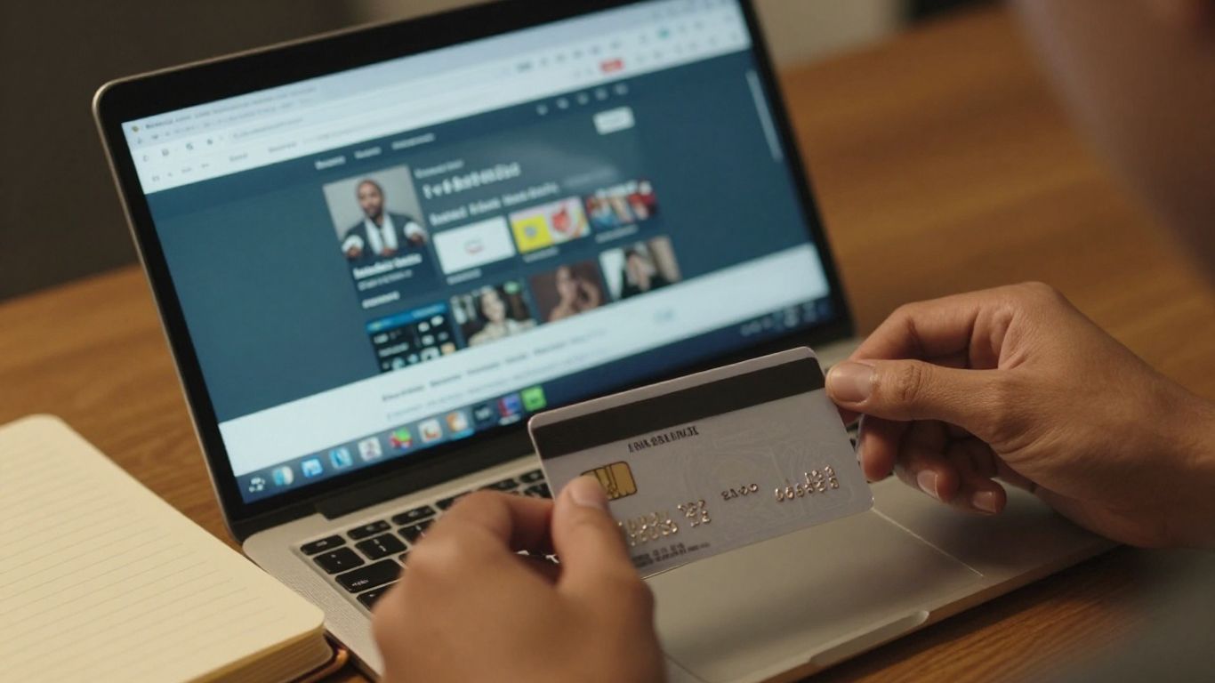Customer reviewing IPTV service details on a laptop
