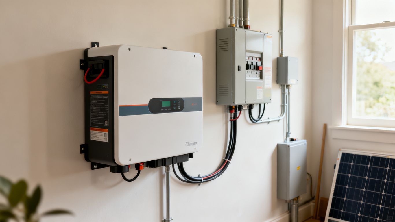 Batterie solaire près du tableau électrique domestique
