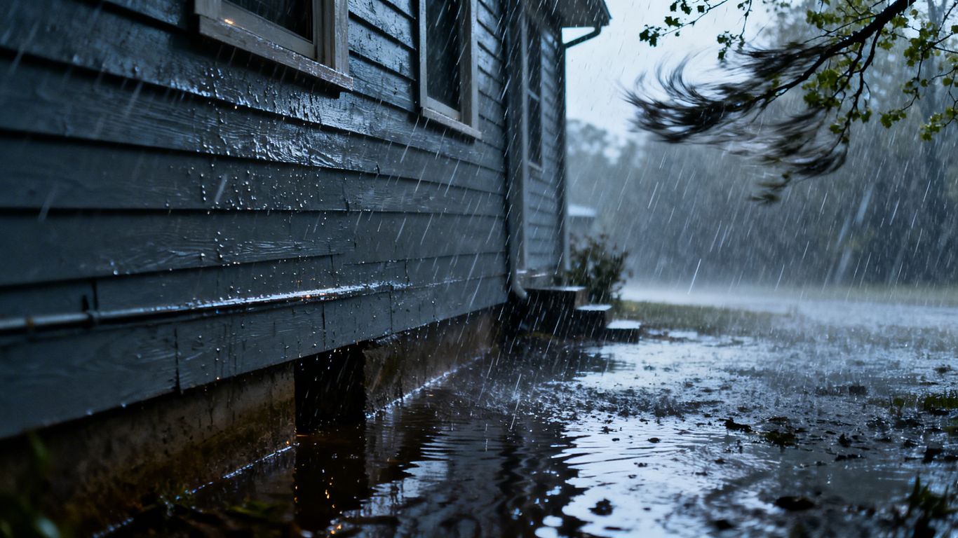 Spring storm impacting LaFayette GA home exterior and foundation.