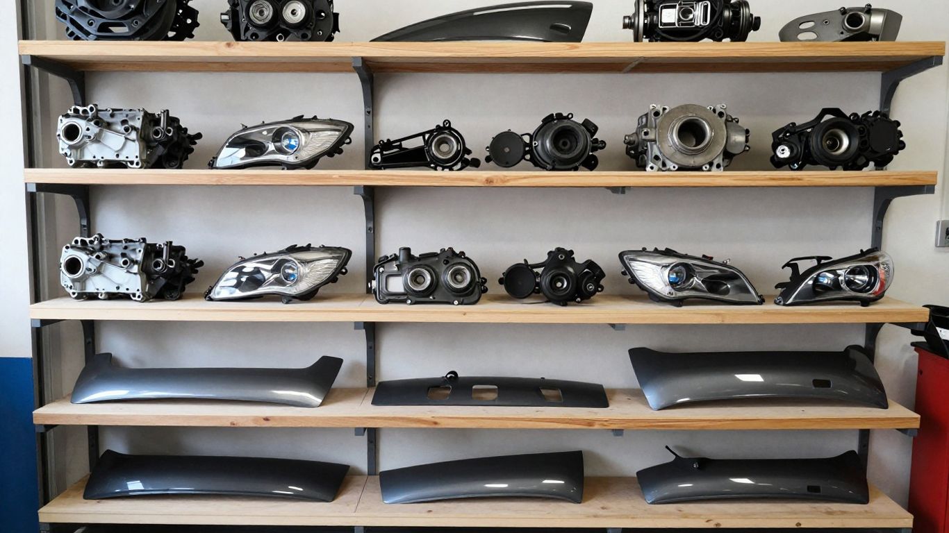 Used BMW parts in a Sydney garage.