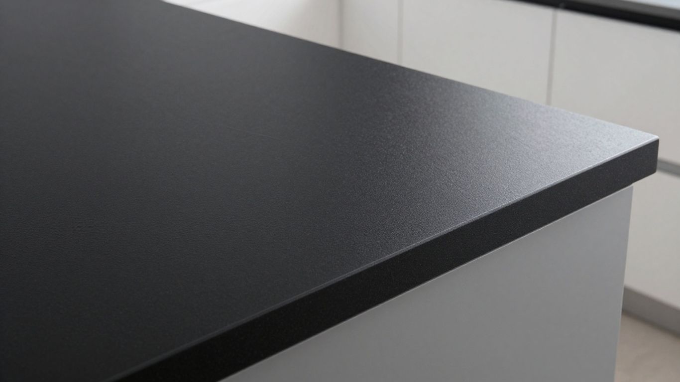 Sleek black kitchen worktop surface