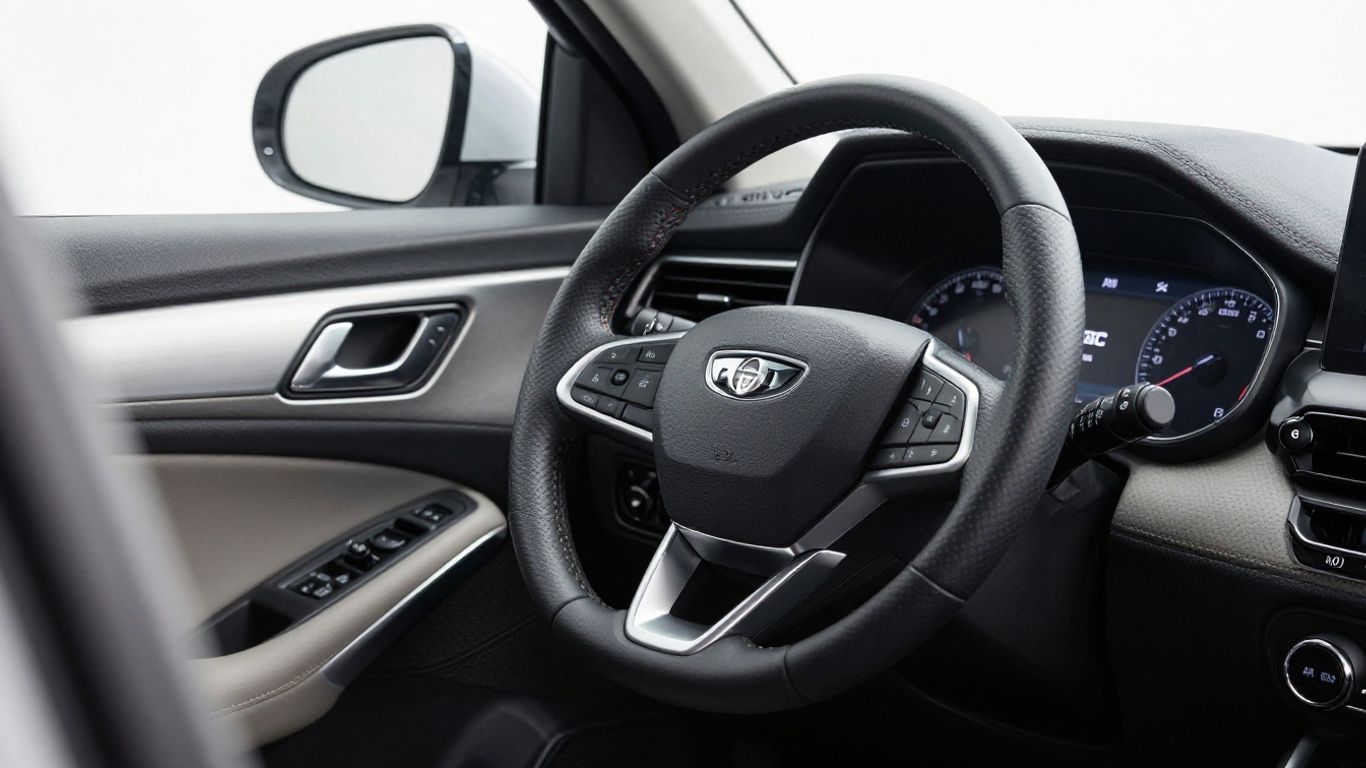 Interior view of modern luxury vehicle