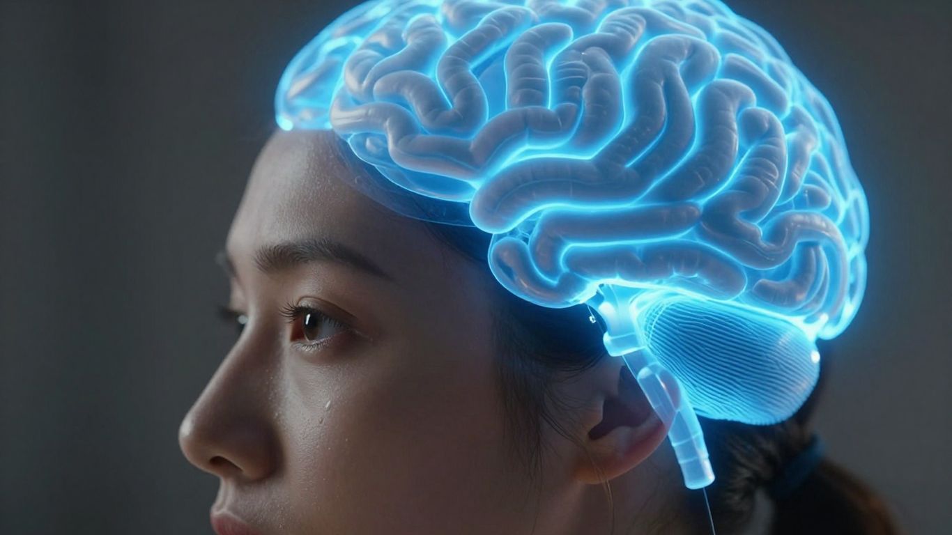 Kopf im blauen Licht der Lichttherapie