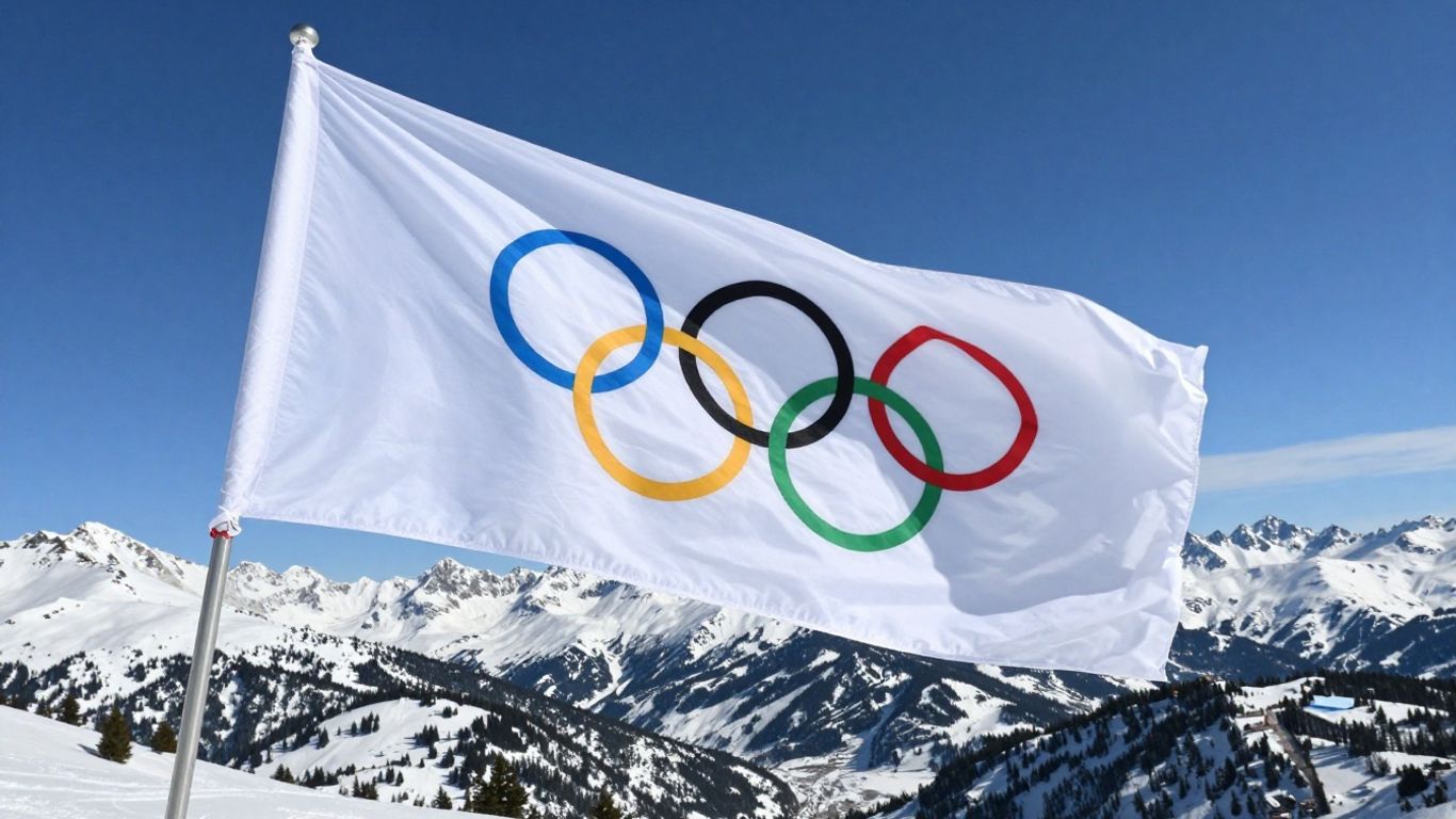 Drapeau olympique transmis aux Alpes françaises pour les JO 2030.