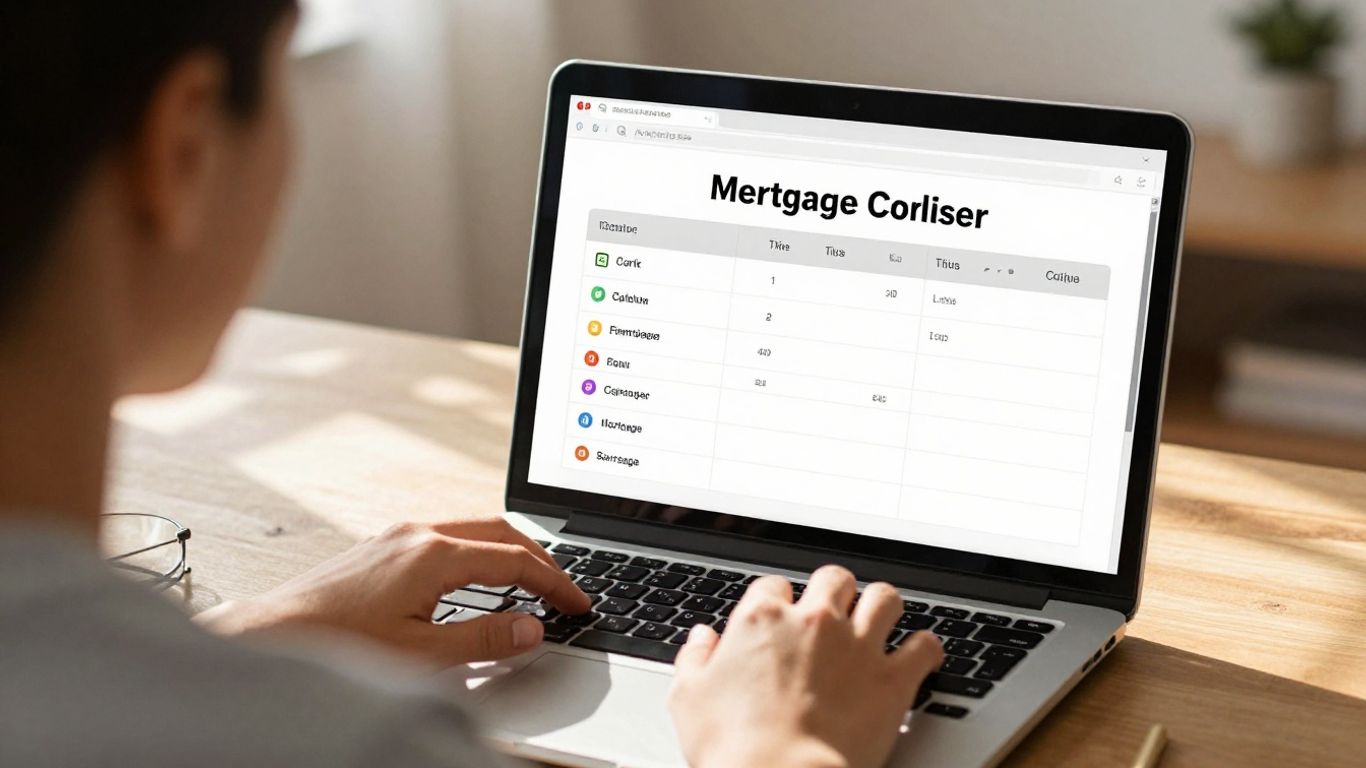 Mortgage loan calculator on a laptop screen.