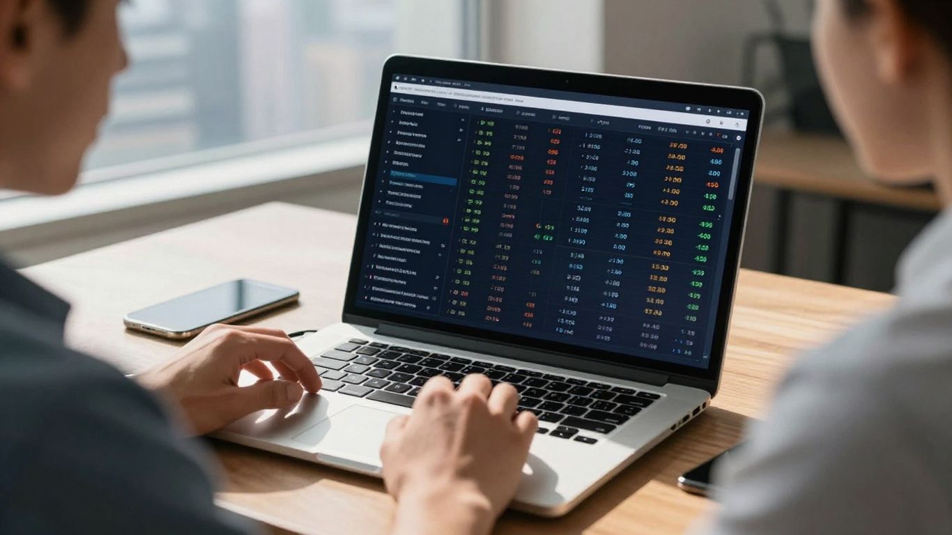 Interactive Brokers trading platform on a desk.