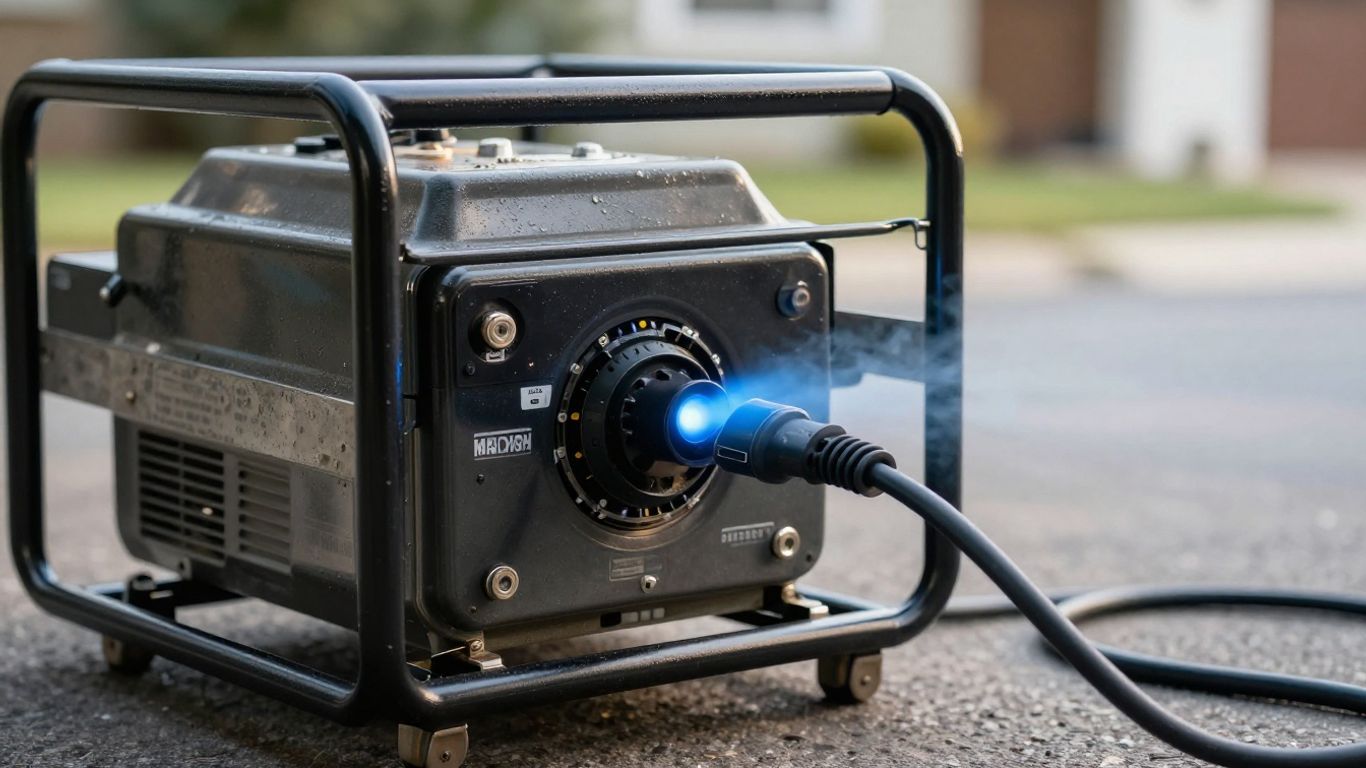 Portable generator with power cord attached.