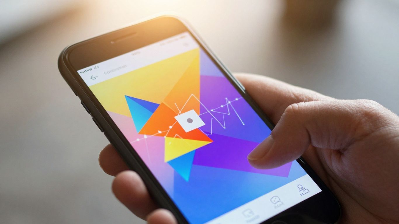 Smartphone displaying marketing data and growth.
