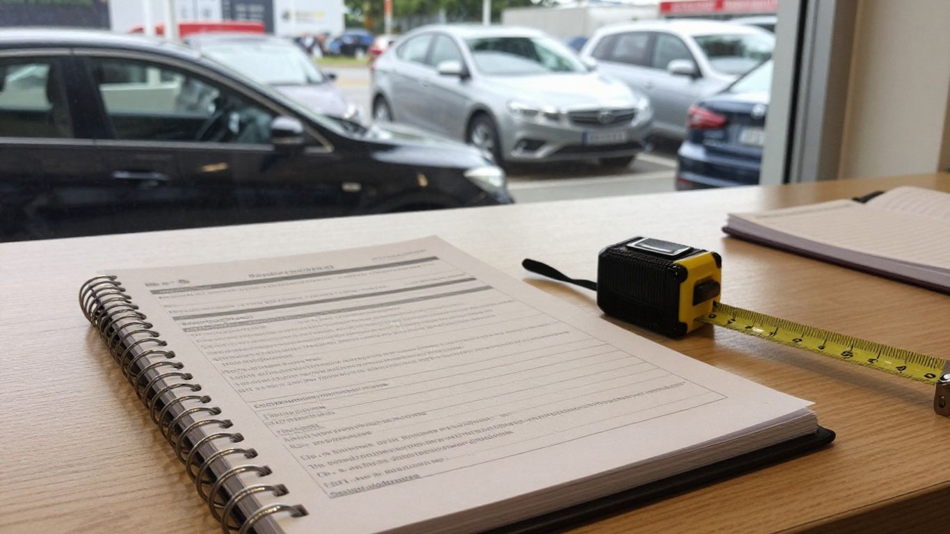 Mehrere Autobewertungen auf Tablet und Notizblock